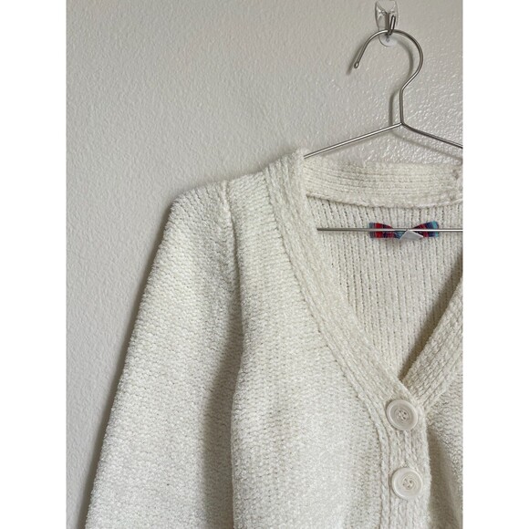 Urban Outfitters Women's Dina Chenille Crop Cardigan in Ivory Size MEDIUM - Picture 2 of 6